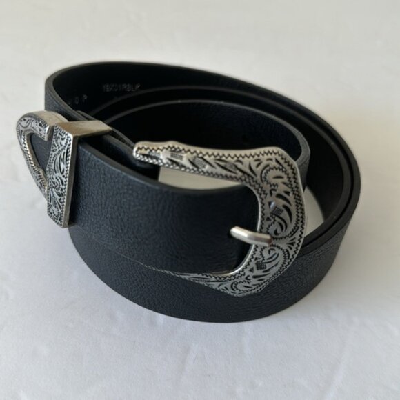 Topshop western buckle belt in sliver and black M-L - Picture 7 of 12